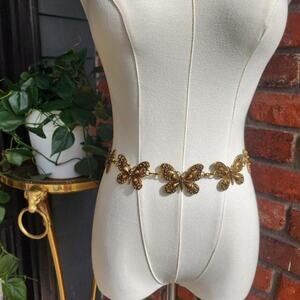 Bronze y2k butterfly chain belt